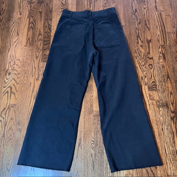 Zara Black High Rise Wide Leg Cotton Blend Pants Women’s Size 12 - Picture 5 of 8
